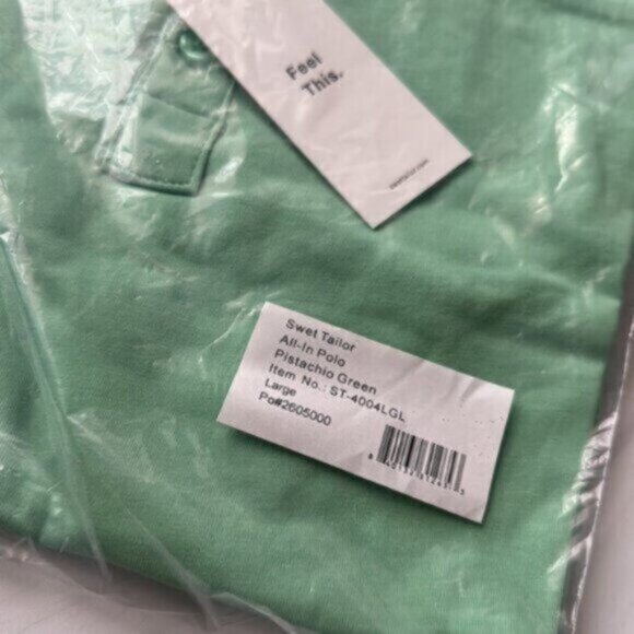 NWT Swet Tailor Men's Pistachio Green All In Polo Swet Polo Size Large - Picture 8 of 8
